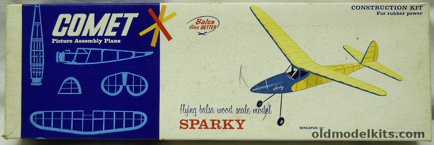 Comet Sparky - 32 Inch Wingspan Wakefield-Style Flying Aircraft, 3408-150 plastic model kit